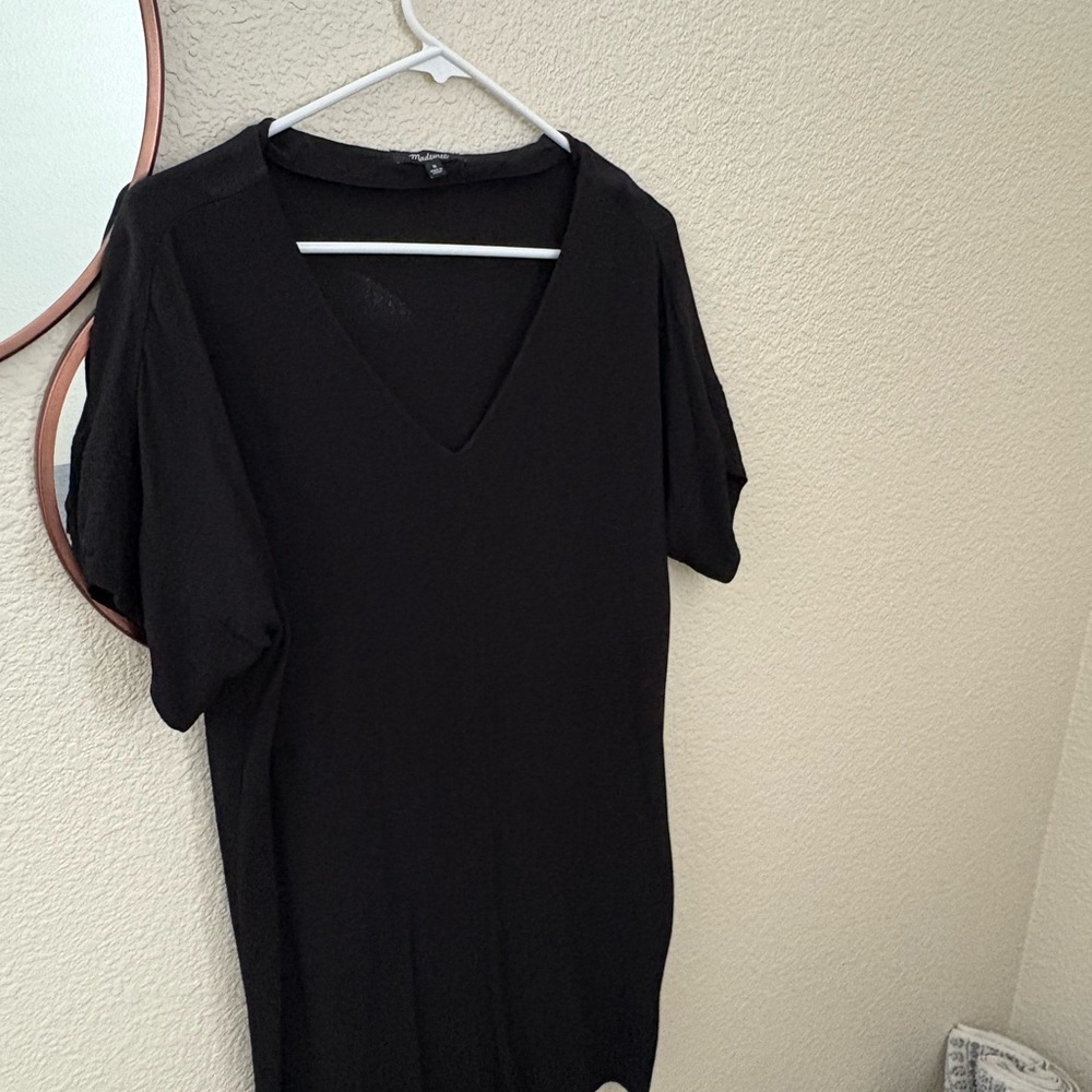 Madewell Black V-Neck Short Sleeve Dress